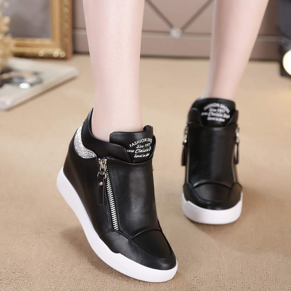 Sneakers Alte con Zeppa nascoste da Donna Scarpe da Ginnastica con Plateau Scarpe da Ginnastica con Plateau PU Scarpe Sportive con Zeppa