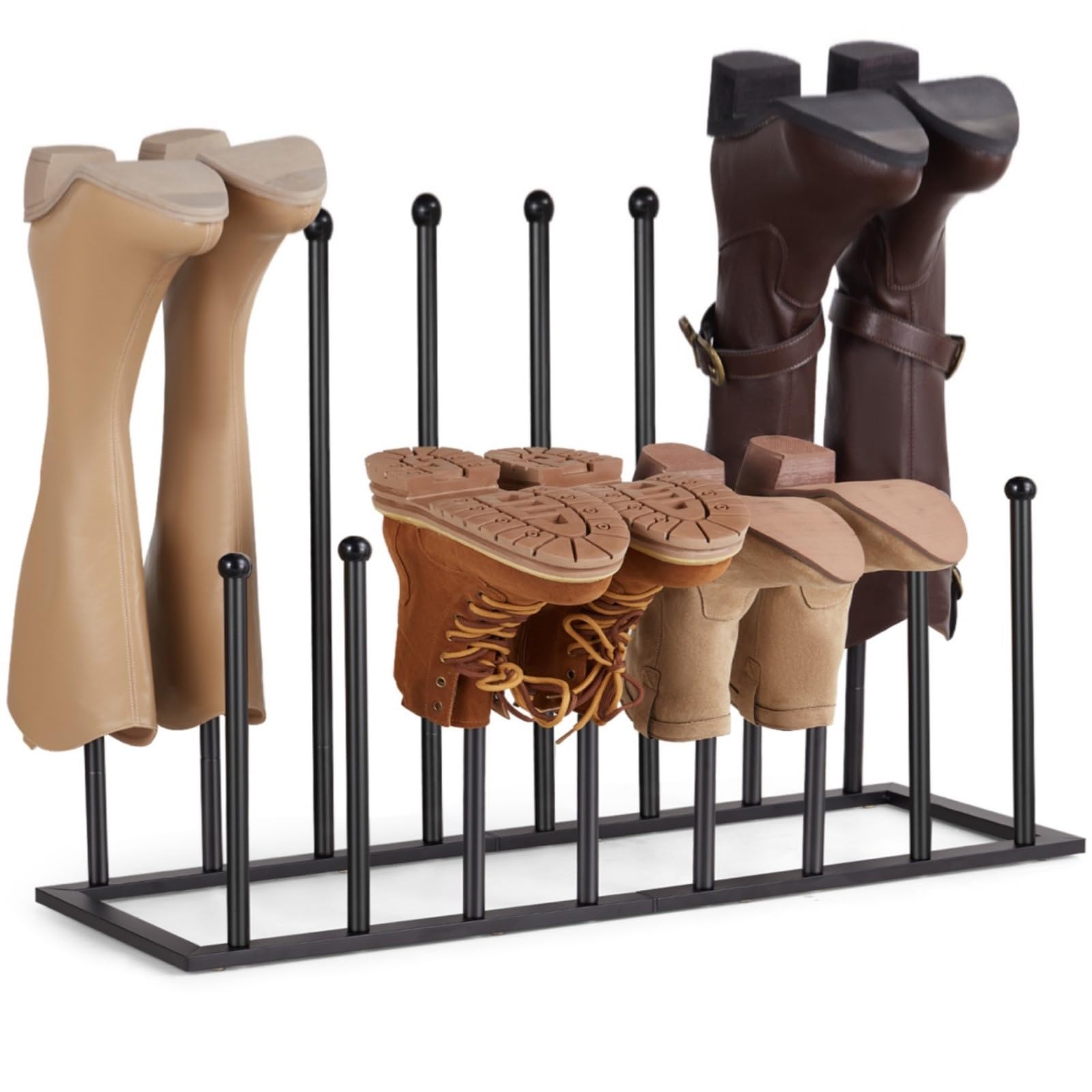 Boot Rack Boot Organizer for Tall Boots, Upgarde 21.5 Inch Tall Cowboy Shoe Shelf Boots Rack Storage for 8 Pairs Free Standing Boot Holder for Closet, Outdoor, Garage, Hallway, Black