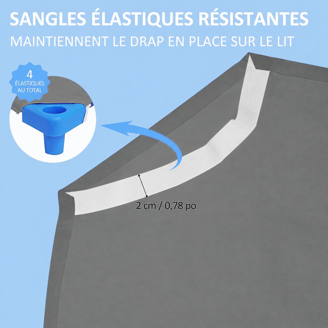 Lot de 10 Draps Housses pour Couchette Maternelle 60 x 130 cm, Gris