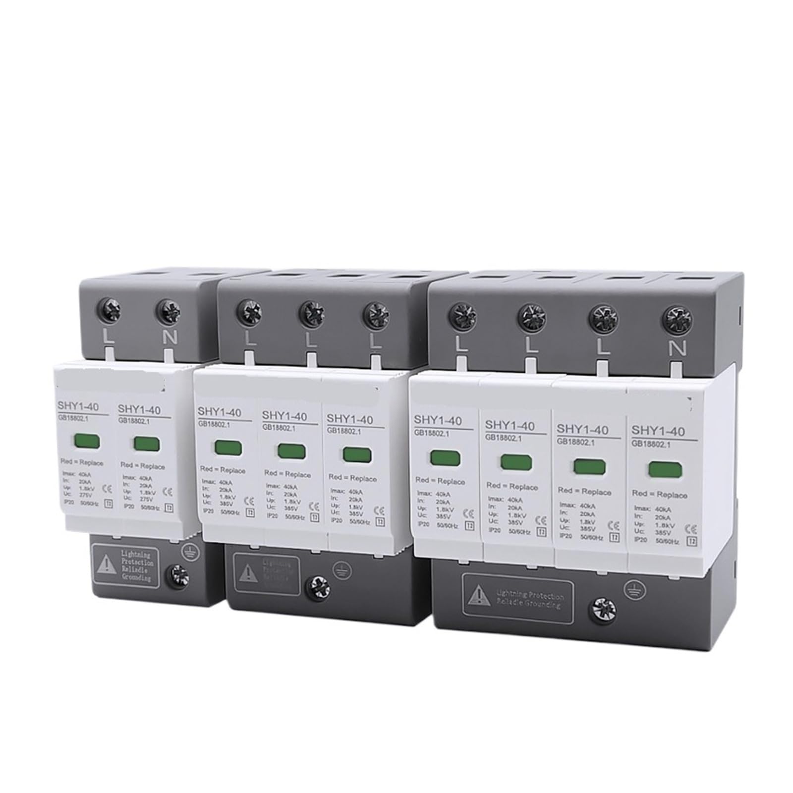 Protección contra sobretensiones AC SPD 2P 3P 4P 10〜20KA/20〜40KA /30KA〜60KA Protector rayos domésticos Pararrayos de bajo voltaje Dispositivo protector Disyuntor SHY1(3P,10-20KA)
