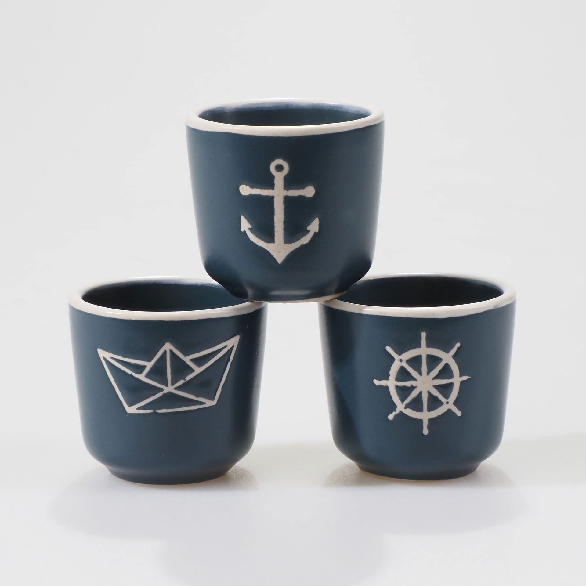 Seaside No.64 Stoviglie Marine In Gres Porcellanato – Set Piatti, Tazze E Accessori Con Motivi Ancora E Timone, Blu E Bianco - 2