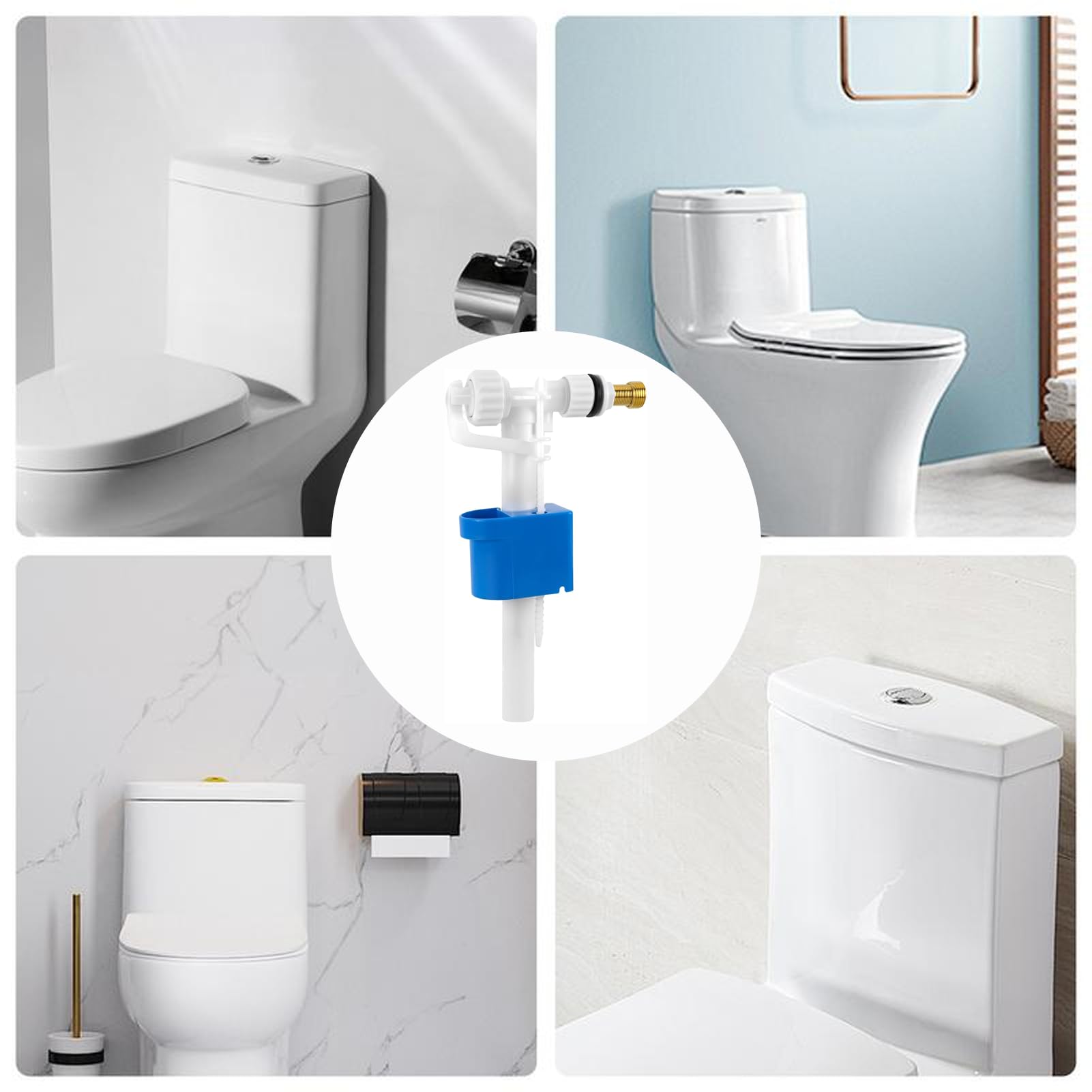Spülkasten Füllventil Universal,G3/8"und G1/2" Messing Anschluß Spülkasten Ersatzteile,Wassertank Ventil WC Einlassventile Verstellbares Spülkastenfüllventil für Wassersparend,Einstellbare Wassermenge