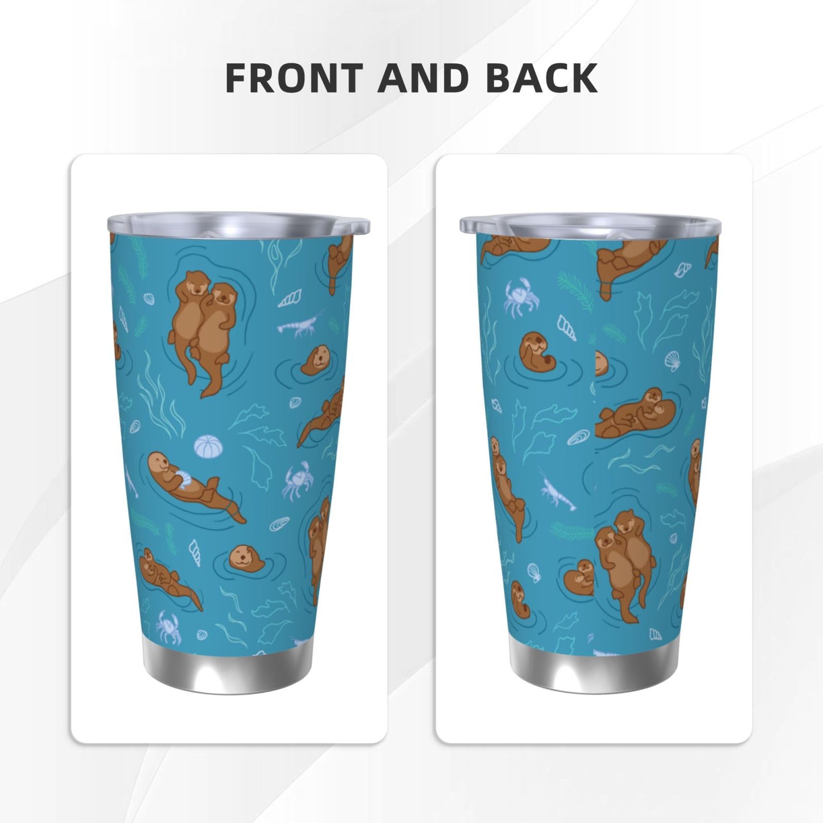 Xinvast Sea Otter Coffee Tumbler Vacuum Insulated Water Bottle Stainless Steel Insulated Travel Mug for Women Friends 20 Oz - Image 2