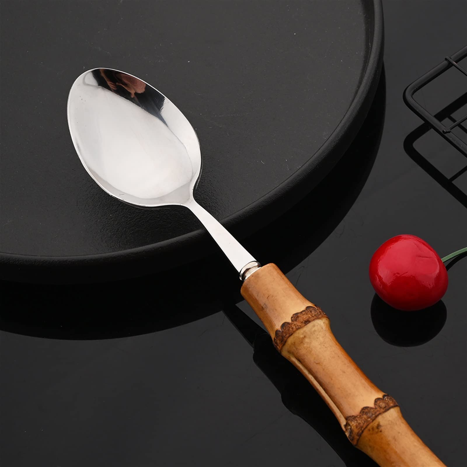 Juego de vajilla de 4/8/16/24 piezas con mango natural, cubiertos de acero inoxidable, cuchillo, tenedor, cuchara, vajilla plateada (color: plata, tamaño: 24 piezas) (oro, plata 16 piezas)