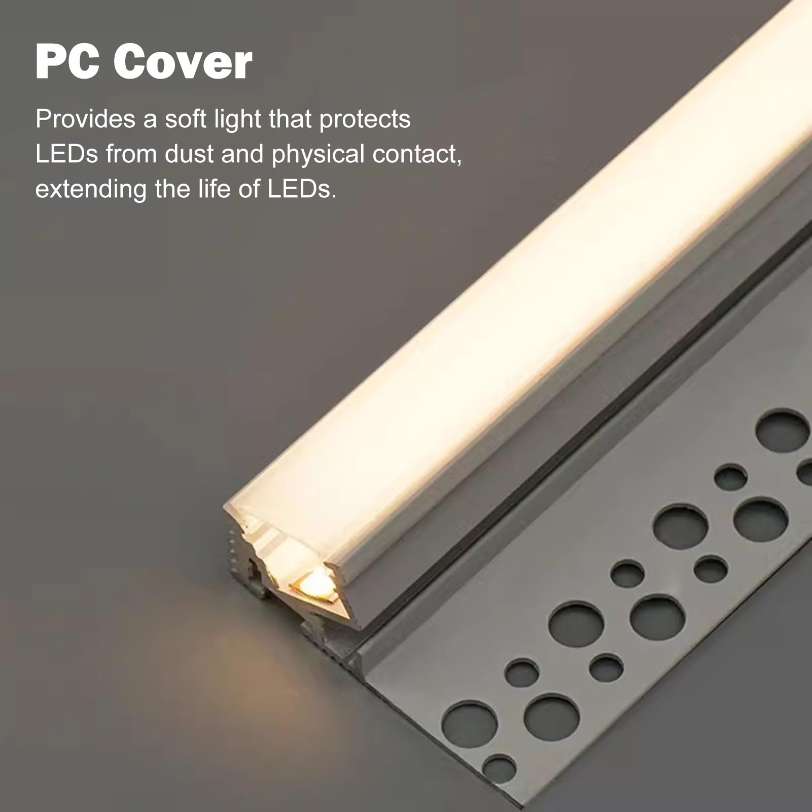 Profil Aluminiowy LED Aluminiowy Profil LED do Oświetlenia Pośredniego | Profil Wpuszczany z Dyfuzorem do Taśm LED (ukryty Montaż)(5m/16.4ft)
