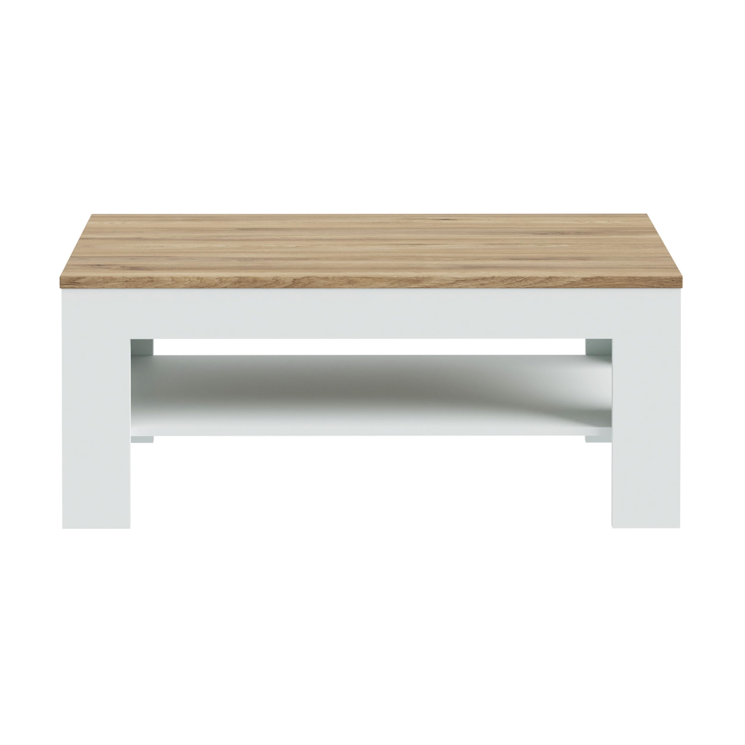 Forte Lewisville Couchtisch 110, moderner Sofatisch mit Ablagefach, Holzwerkstoff, Wohnzimmer, Secret Grey | Valenica Eiche Holzdekor, 110 cm breit x 45,5 cm hoch x 60 cm tief