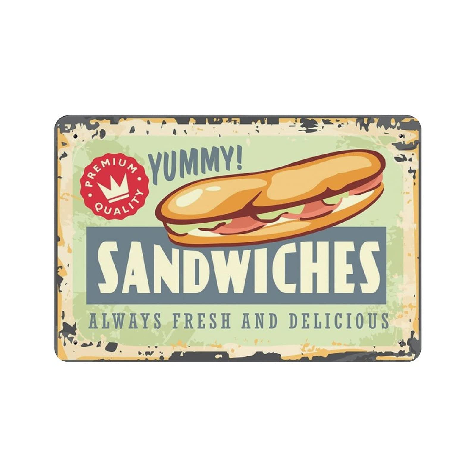 Metal Tin Sign Sandwich Vintage Tin Poster Metal Sign Wall Decoration Country Kitchen Home Garage Decor 8"x12"