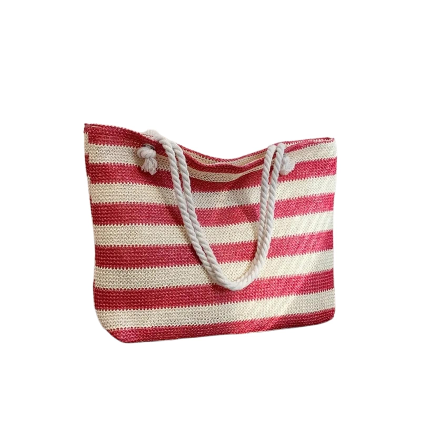 Borsa Spalla Paglia di Trasporto Tessuta con Maniglie Corda Annodate per Il Mare E I Viaggi Tempo Libero Giornalieri-black-40x 10x32cm
