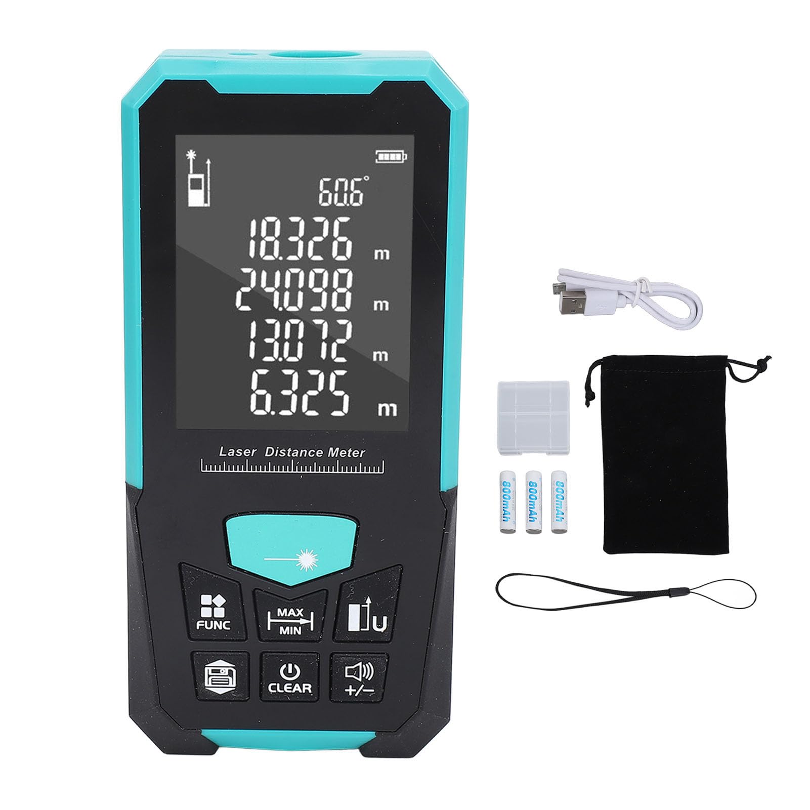 Medidor de Distancia láser Digital de Alcance de 200 m: Herramienta de medición láser Multifuncional con Pantalla retroiluminada HD de 2,4 Pulgadas y Sensor de Nivel electrónico,