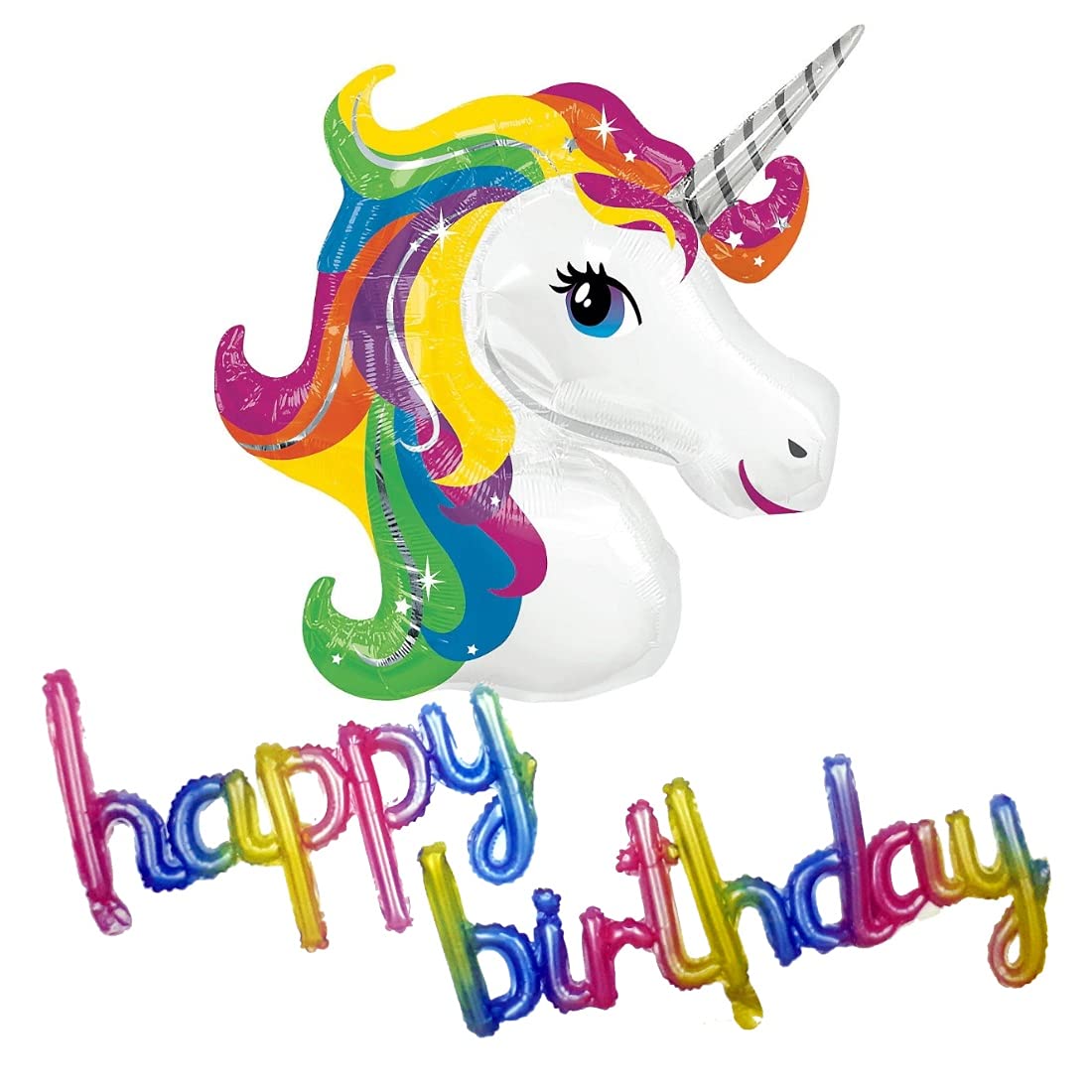 Atpata Funky Unicorn Theme Birthday Party Balloons, Decorations and Party Supplies (Rainbow Unicorn HBD)