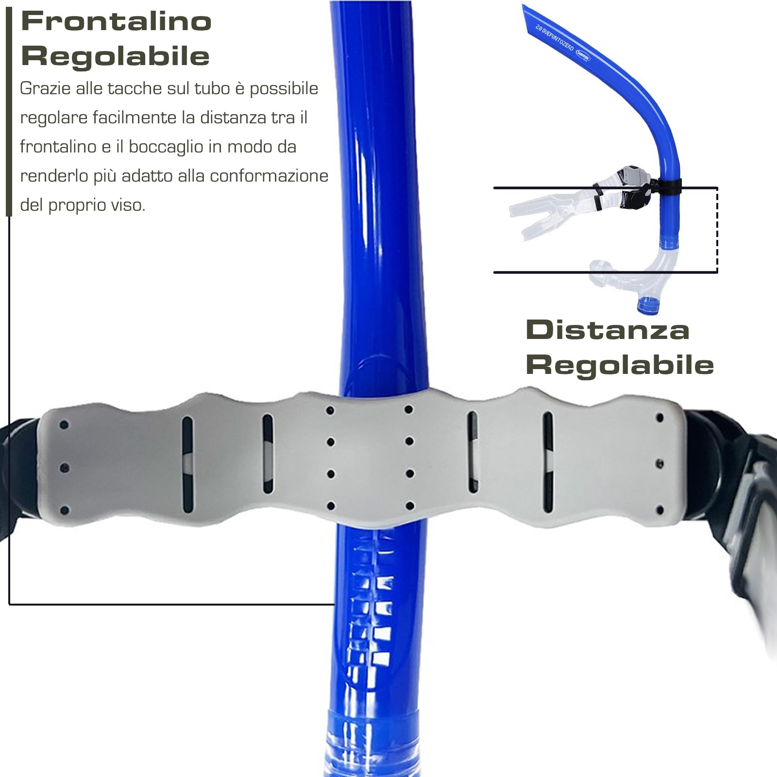 Boccaglio Frontale Nuoto Professionale | Tubo Respiratore Frontale per Allenamento Tecnico e Resistenza in Piscina | Snorkel Stabile ed Ergonomico per Nuotatori Agonisti e Amatoriali - Adulto