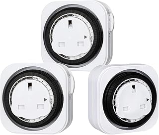 DEWENWILS Mechanical Indoor Timer Socket Switch,24 Hour Programmable Energy Saving Light Timer for Home Security, Christmas Light, Home Appliances, 13A/3120W, CE Listed (3 Pack)