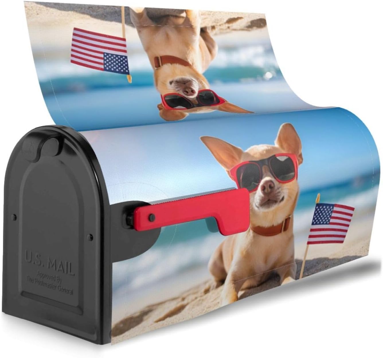 KiuLoam Chihuahua Dog At The Ocean Magnetic Mailbox Cover MailWrap Standard Size 21" x 18" for Garden Yard Outdoor Home Decor