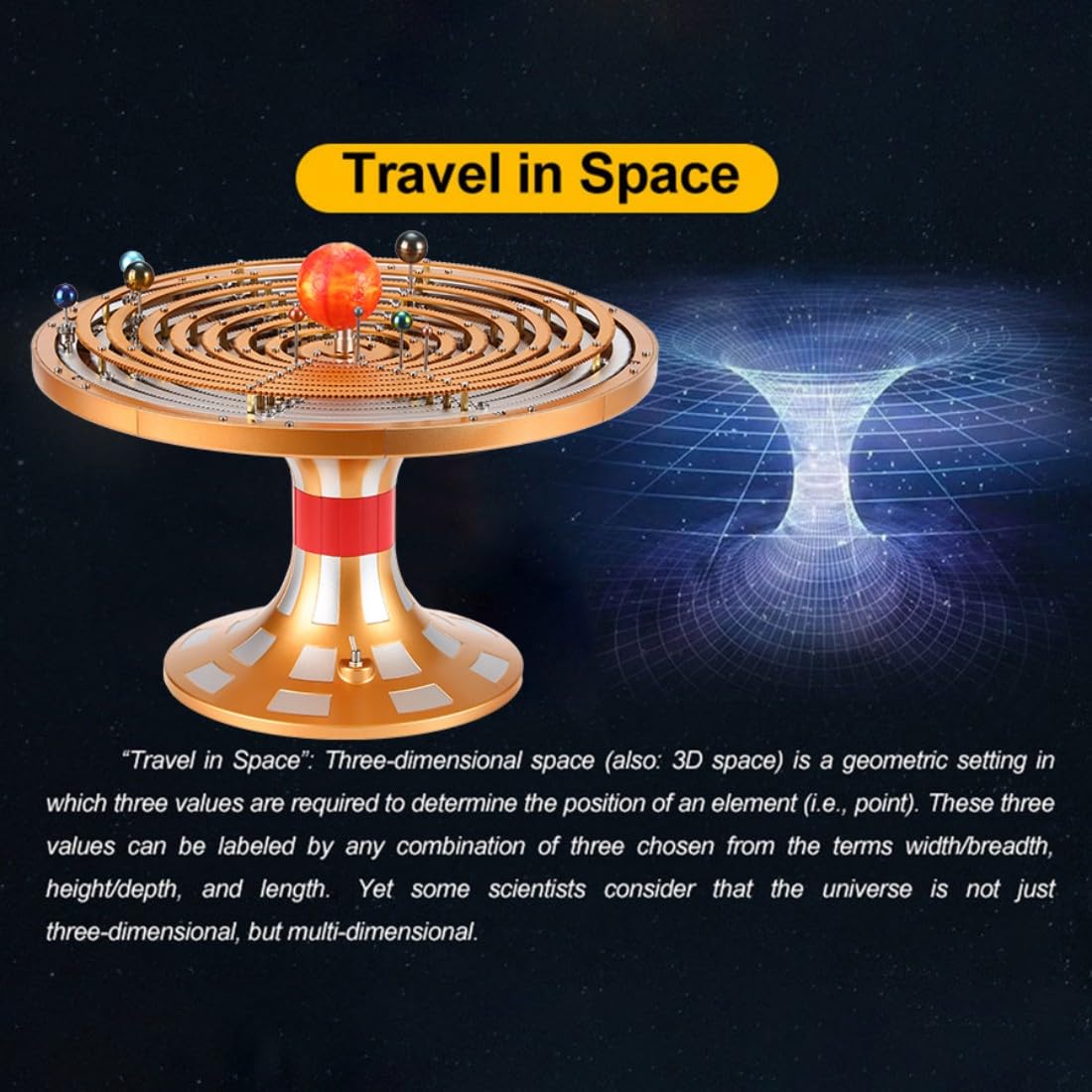 Sistema solare meccanico modello con 9 pianeti, ingranaggi in metallo Orrery, kit di apprendimento astronomico, modello da tavolo decorativo