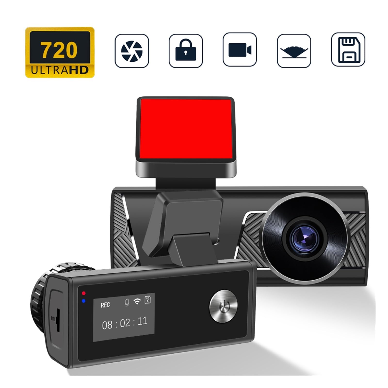 Prędkość kamery do deski rozdzielczej samochodu Full HD 720 P; Koordynuje kamerę samochodową WiFi Mini obsługiwaną przez Wi-Fi Nagrywanie W RozdzielczośCi Ultra Hd