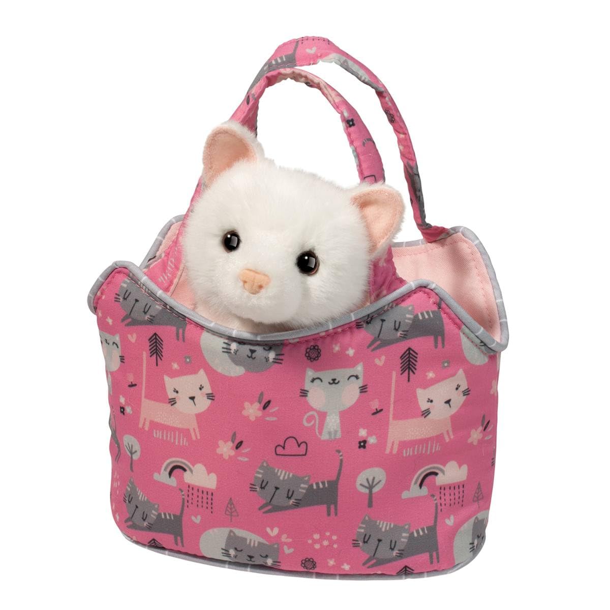 Douglas Sassy Pet Sak Purr-fect Pals with White Cat 6.5"