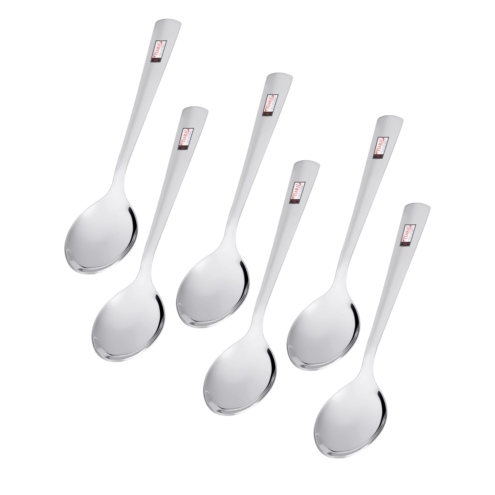 TIARA Sigma 6pc Dinner Spoon 17cm Length Stainless Steel for Kitchen 100% Food Grade Cutlery Set, Non Toxic, Anti-Rust, Dishwasher Safe, Perfect Gifting Set for All Occasions(6pc Spoon)