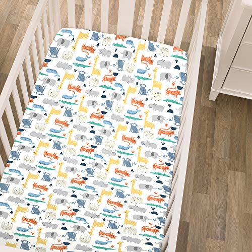 Image of Carter's Colorful Modern Safari Animals Super Soft Fitted Crib Sheet