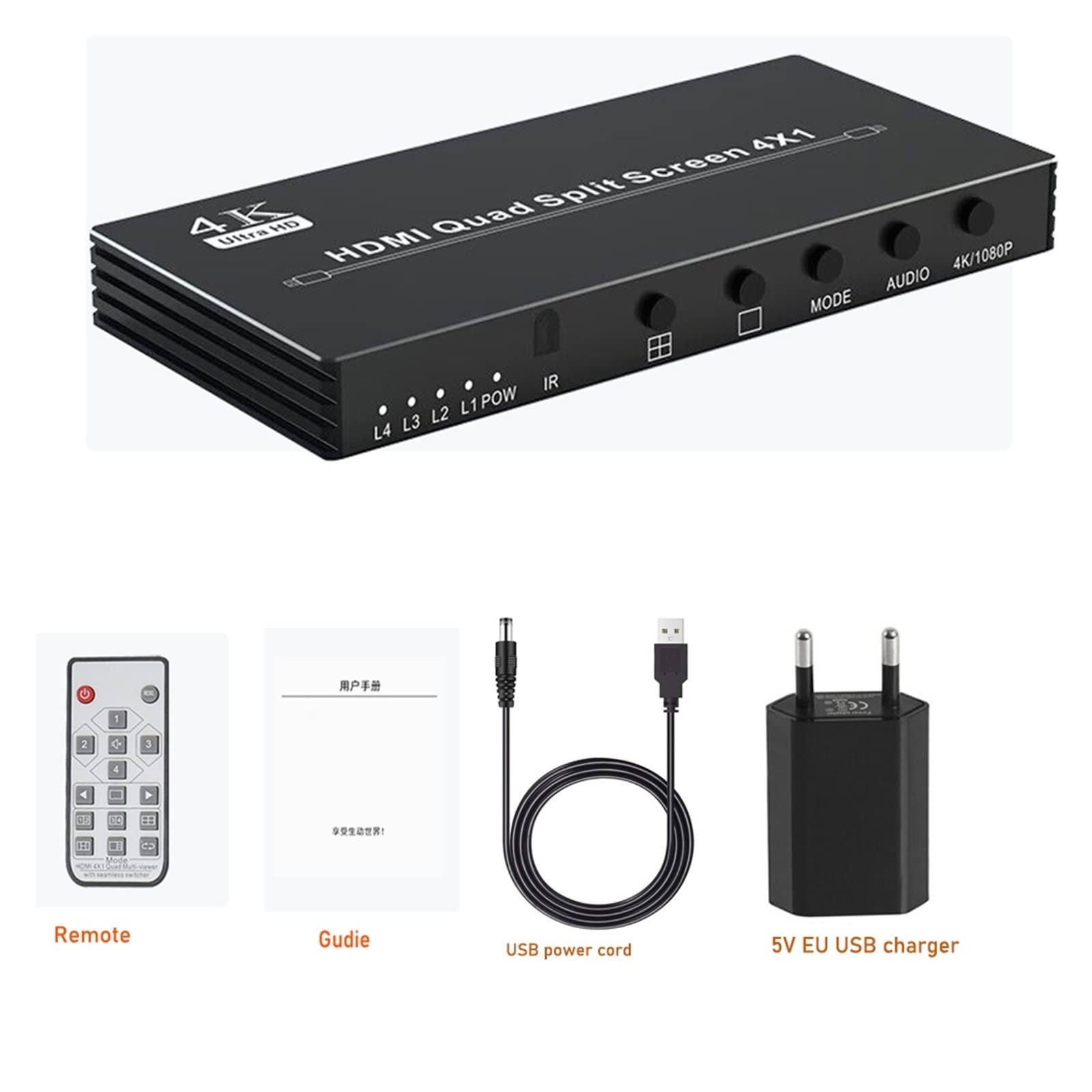 HDMI-Switch-Splitter, HDMI 4K HDMI HDMI Quad Multi-Viewer 4K HDMI 4X1 Nahtloser Umschalter 4K 30 Hz Einfach einzurichten