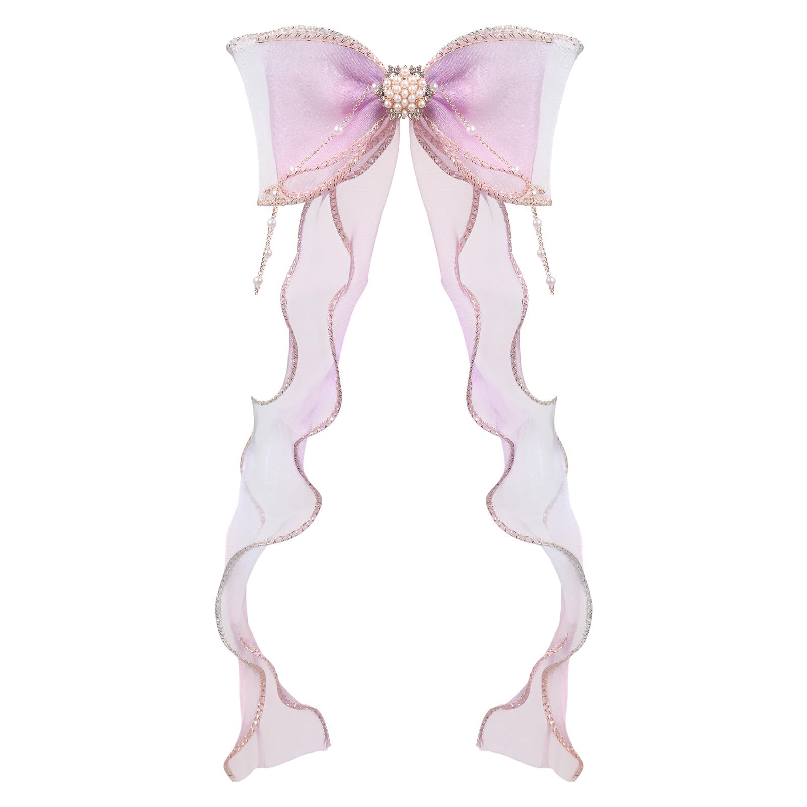 YUXITA Elegant Hair Clip Rainbow Barrette Sweet Fashionable Flat Clip Hairpin Ribbon Bow for Bunches