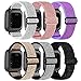 6 Pack Adjustable Elastic Watch Band Compatible with Fitbit Versa/Fitbit Versa Lite/Fitbit Versa 2 Bands for Women Men, Stretchy Sport Loop Band Soft Nylon Wristband Accessories(Pack 1)