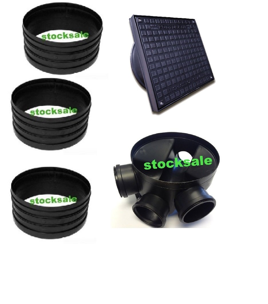 320mm Manhole Inspection Chamber Manhole - Base, 3 Riser, Square Cover & Frame