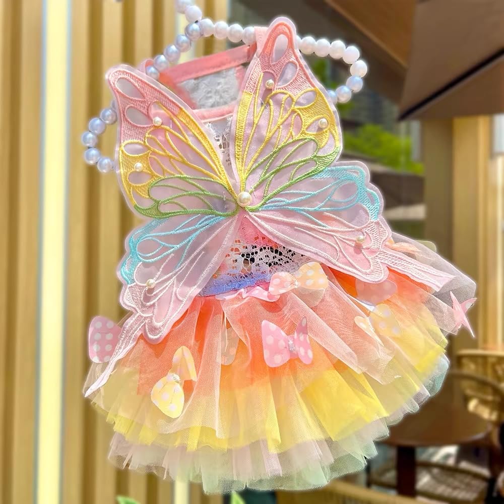 Robe de princesse papillon avec jupe tutu multicouche pour chiens de petite et moyenne taille, XXXL