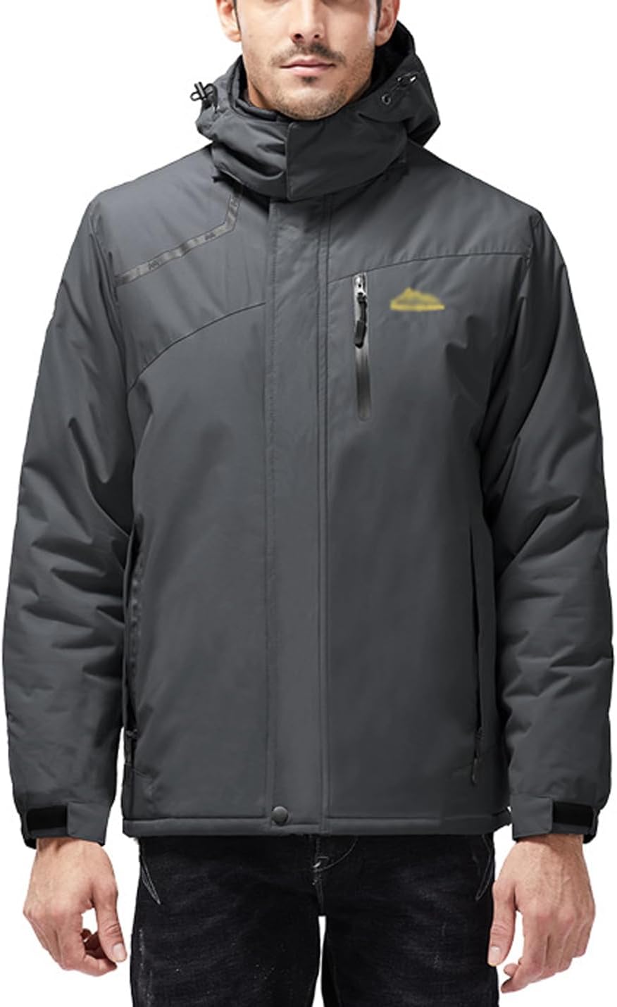ZGZZ7 Men's Winter Thermal Fleece Lined Snow Jackets Outdoor Active Athletic Skiing Jackets