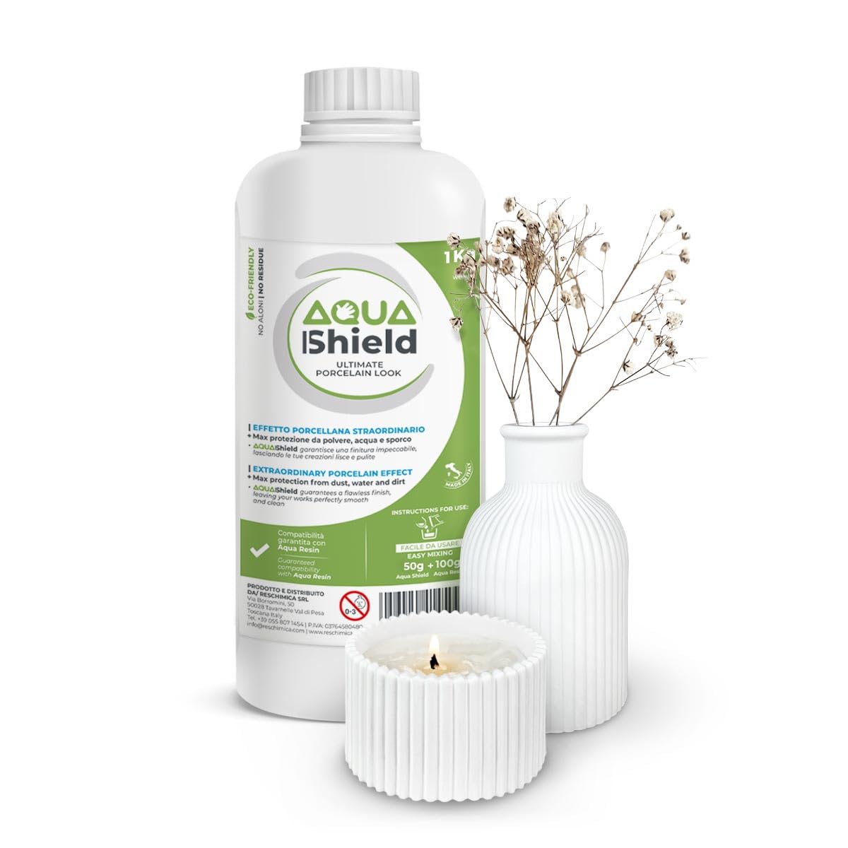 Reschimica AQUA SHIELD - Waterproof Additive for Plaster & Resin, White, 1 l (Pack of 1)