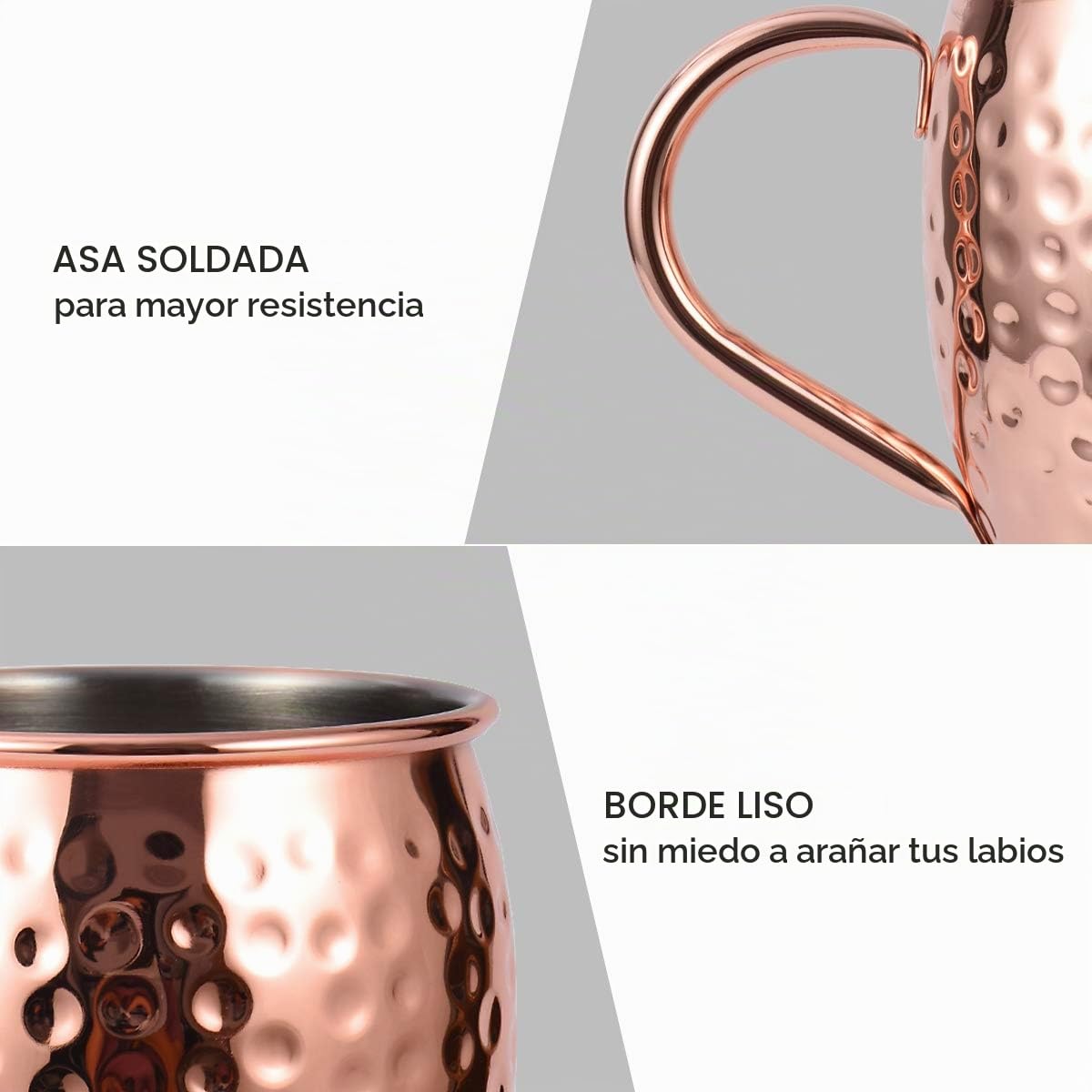 Juego de 4 Tazas de Cobre para el cóctel de la Mula moscovita, Juego de Regalo de 16 onzas con un Vaso de chupito Bonus, 4 pajitas y 4 Posavasos