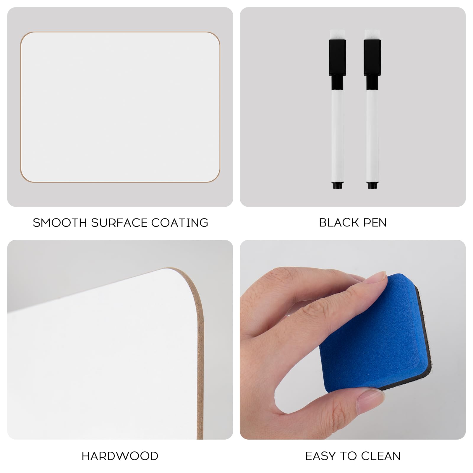 bssmmai 4 Pack Mini Dry Erase White Board, Dry Erase Mini Whiteboard A4, 22.5 x 30 cm Double Sided Whiteboard - Image 4