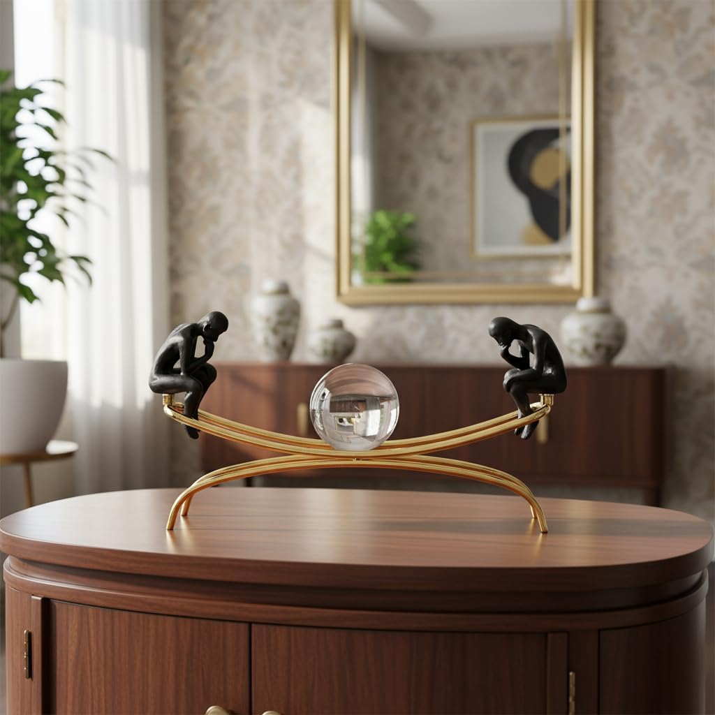 Thinker Statue & Sculpture, Modern Home Decor Statue, Gold Abstract Thinker Sculpture – Desktop Decorative Figurine for Living Room, Office, Shelf, Bedroom, Cabinets - Image 8