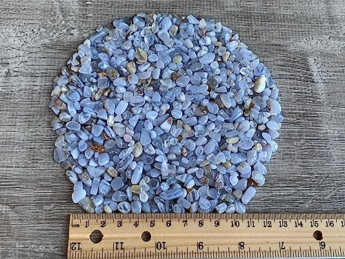 Image of 2 oz Lot Natural Blue Lace Agate Semi Tumbled Gemstone Chips, Crushed Mini Crystals, Undrilled Crystal Chips (Blue Lace Agate)