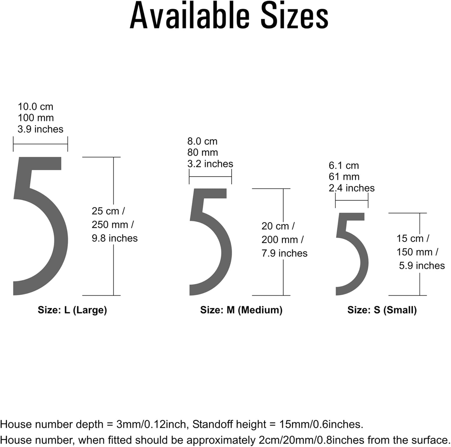 House Number 5 AVENIDA Art Deco Door Numbers in 3 Sizes (15, 20, 25cm / 5.9, 7.8, 9.8in) Modern Floating House Number Acrylic incl. Fixings, Colour:Anthracite, Size:20cm / 7.9'' / 200mm
