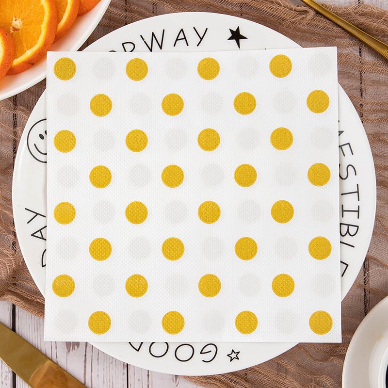 Serviette Papier Blanc Géométrique Doré Serviette de Table Anniversaire Jetables Cocktail Mariage Décoration de Table pour les Partys Célébrations Papier Toilette 30 Paquet(33x33cm)