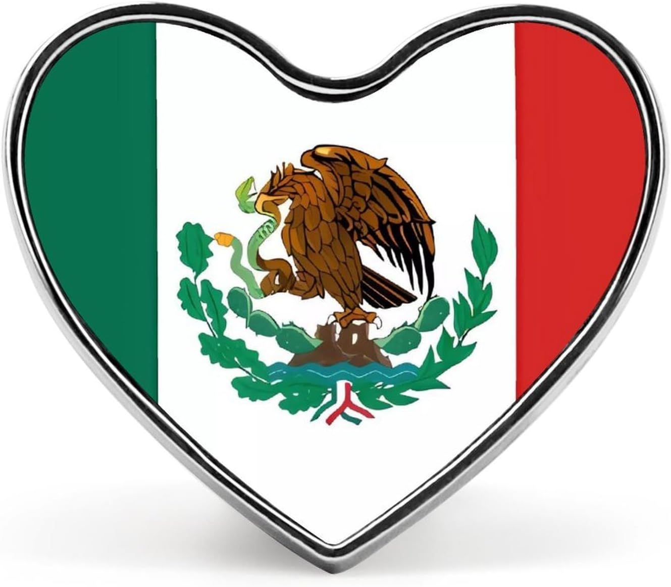 Flag Of Mexico Badges Heart with Button Design, Personalized Picture Pin Brooches, Heart Badge Holders for Decorate Hat Shirt Clothing Bag Accessories
