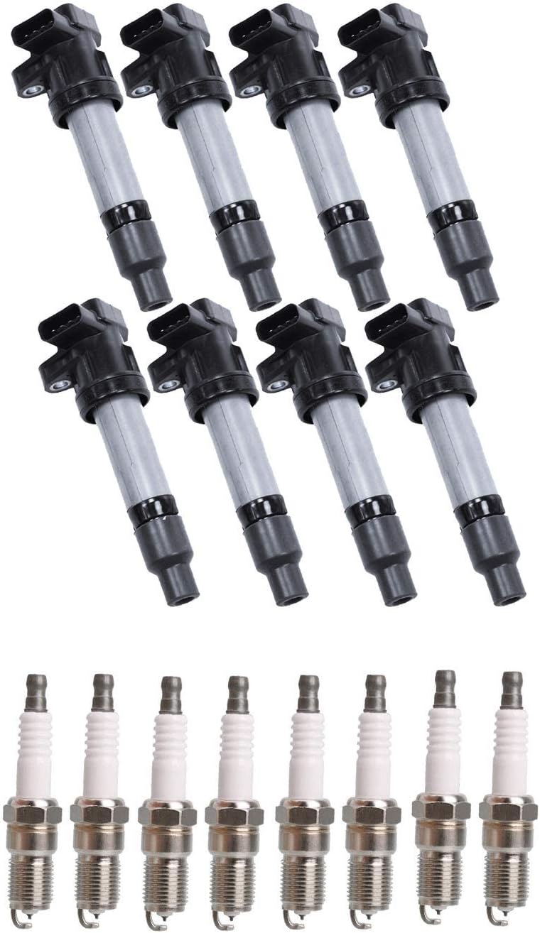 ENA Set of 8 Iridium Spark Plug and Ignition Coil Pack Compatible with Cadillac Buick 2006 Lucerne, 2004 2005 Deville, 2006 DTS, 2004 Seville 4.6L Replacement for UF564 12594176 D596A SP541