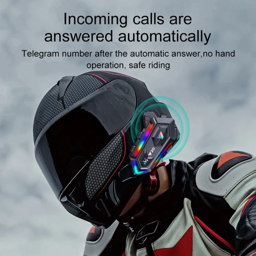 Auriculares Bluetooth para Casco de Motocicleta con intercomunicador para 2 Personas, reducción de Ruido, Resistencia al Agua IPX6 (micrófonos Blando y Duro Dos en uno)