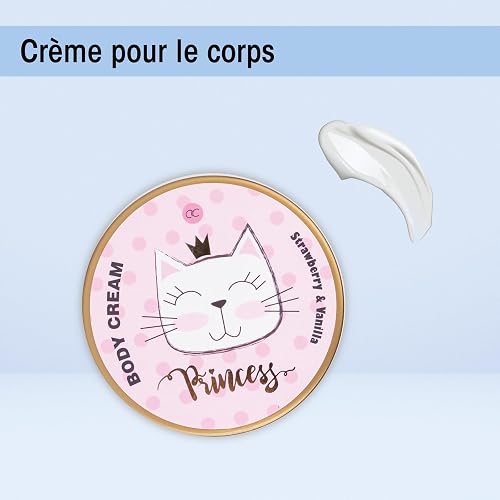 Accentra Coffret cadeau PRINCESS KITTY, coffret cadeau fille avec 250 ml gel douche, 180 ml lait corps, 180 ml gommage corps, 60 ml crème corps, 2 x 40 g bombe de bain, joli panier rose à offrir - 6