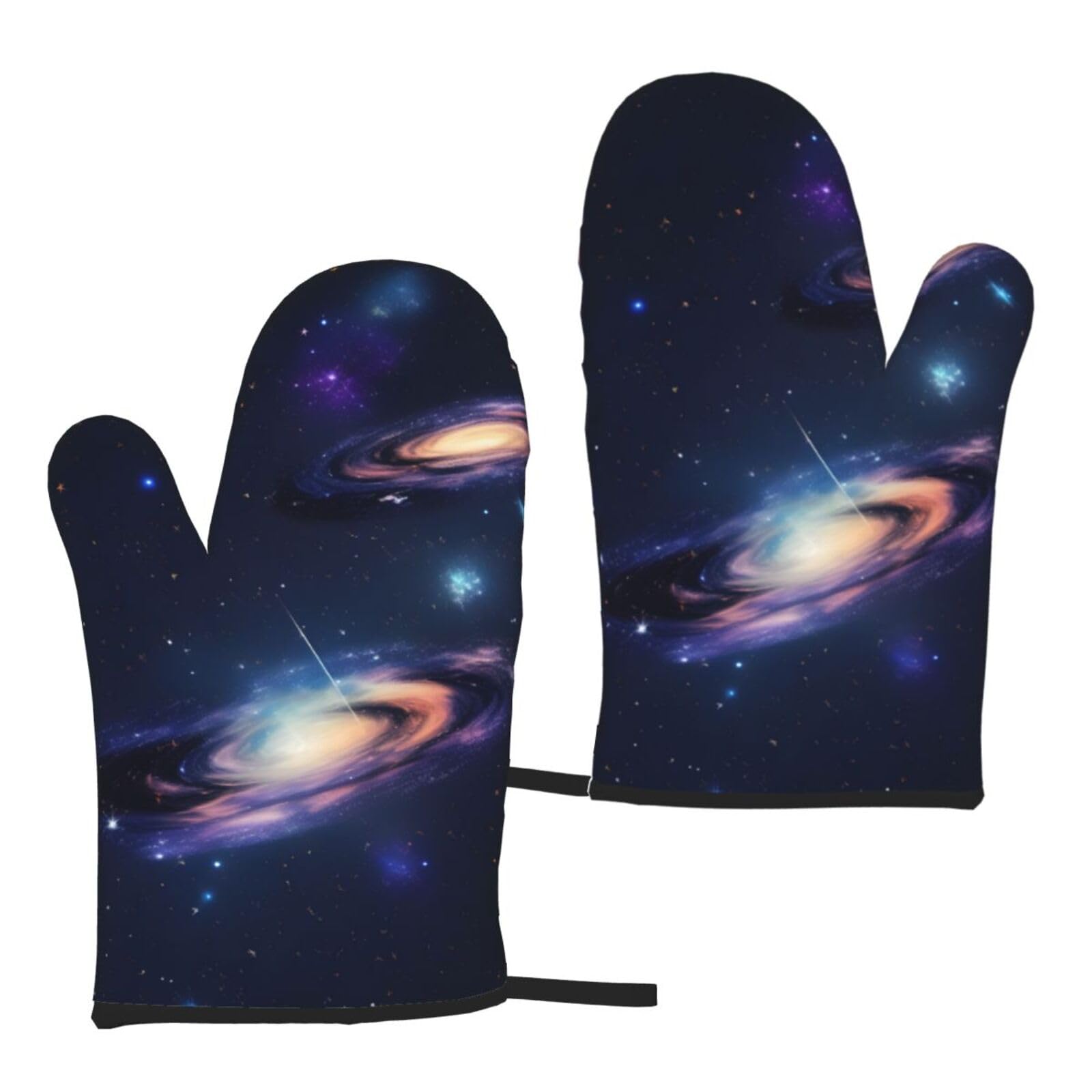 Galaxy In The Universe Print Heat Resistant Universal Fit Oven Microwave Gloves Home Cooking Baking Grilling