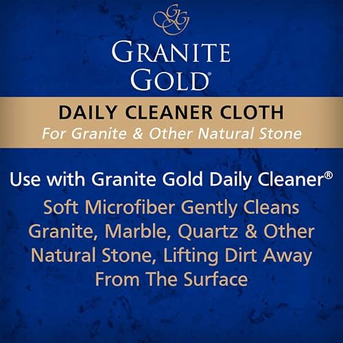 Granite Gold Daily Cleaner Cloth Streak-Free Cleaning for Granite, Marble, Travertine, Quartz, Natural Stone Countertops, and Floors, 12x12 Inch, 3-Pack