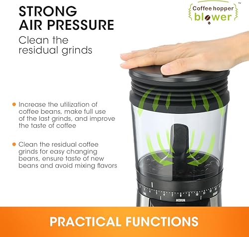 Miniatura 6 de Aieve Fuelle de tolva de dosis única compatible con el molinillo de café de rebaba cónica OXO, soplador de tolva de café de silicona para molinillo