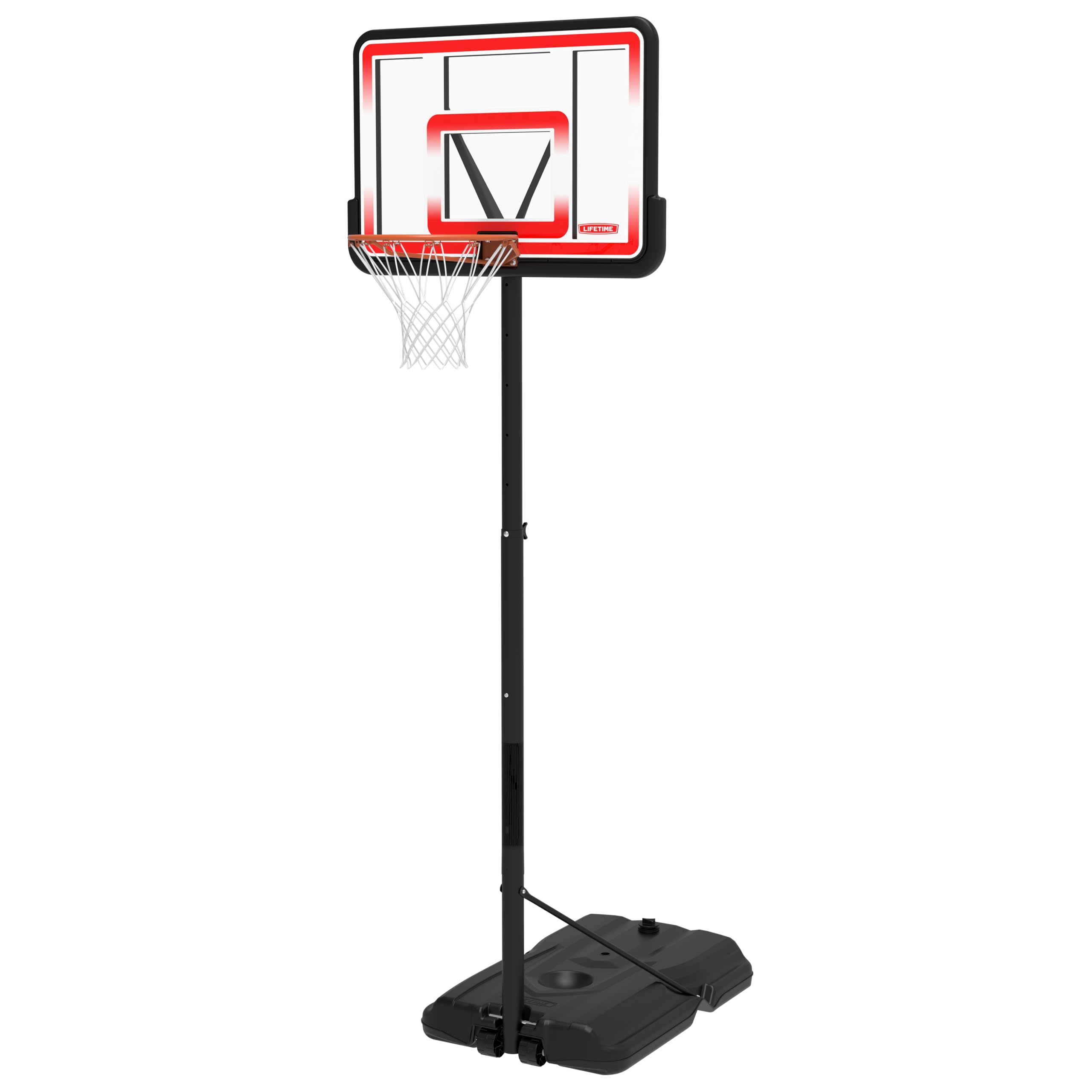 Lifetime Portable Basketball Hoop, Adjustable Height 7.5-10 Ft, 44 Inch Shatterproof Fusion Backboard, Base with Wheels
