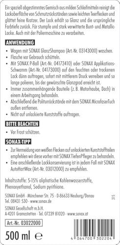 SONAX LackReiniger (500 ml) kraftvolle Politur für stumpfe und stark verwitterte Bunt- und...