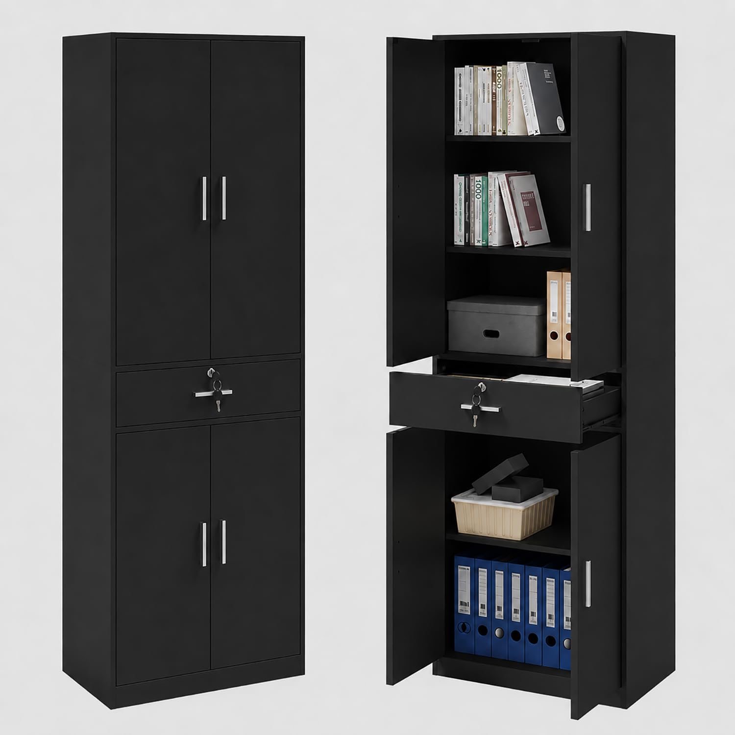 Mehrzweckschrank Büroschrank, Aktenschrank mit 5 Ebenen, Weiß
