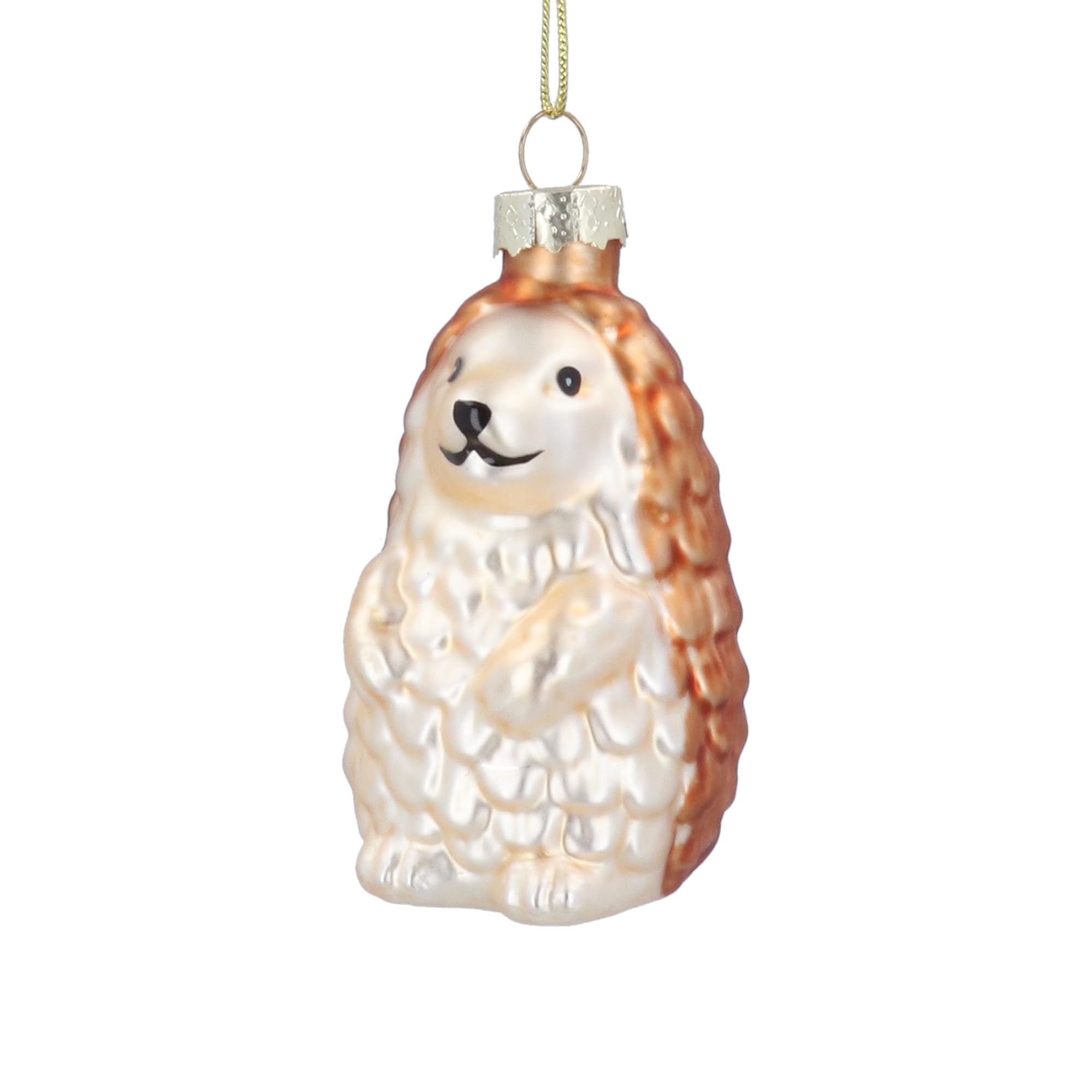 Gisela Graham Glass Hedgehog Christmas Tree Decoration With Gold Hanging Twine