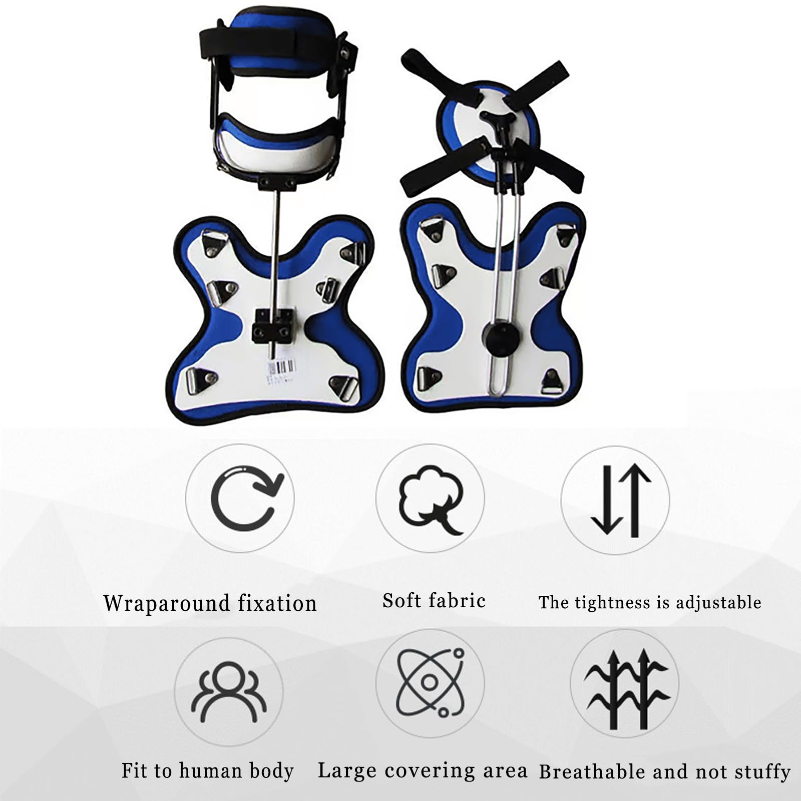 MRKU Ortesis torácica Cervical Infantil, Soporte de fijación torácica Infantil con mentonera, Material Transpirable y fácil de Limpiar.