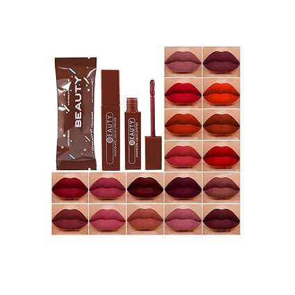 18 Colors Chocolate Matte Lip Gloss Nude Lipstick Long Lasting Waterproof Not Stick To Cup Fun Lip Makeup, 1pc Candy Shaped Lip Glaze Lipstick 2ml