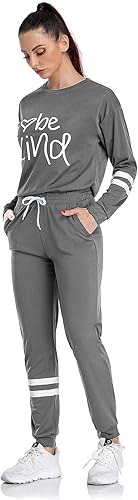 Miniatura 2 de CUNYI Conjunto de sudadera de dos piezas para mujer de manga larga sin botones pantalones deportivos con cordón