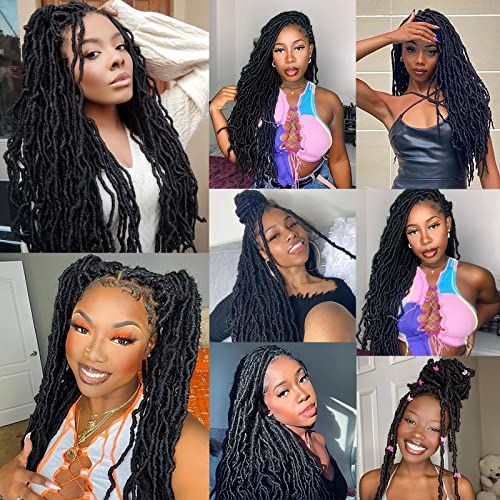 Annivia 32Inch Faux Locs Wigs For Black Women Full Double Lace Square Knotless Box Braided Wigs With Baby Hair Long Dreadlock Wig Natural Black Hand-Braided Synthetic Twist Lace Locs Wig #TOP7